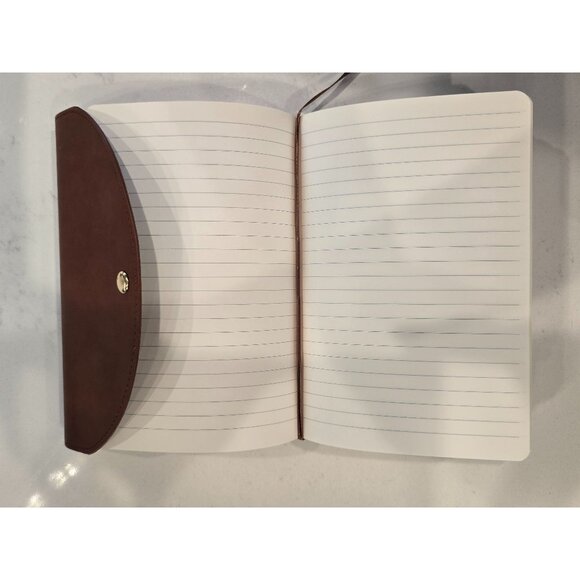Brown Faux Leather Notebook With Snap Closure & Ribbon Bookmark 6x8 Inches - Picture 4 of 5
